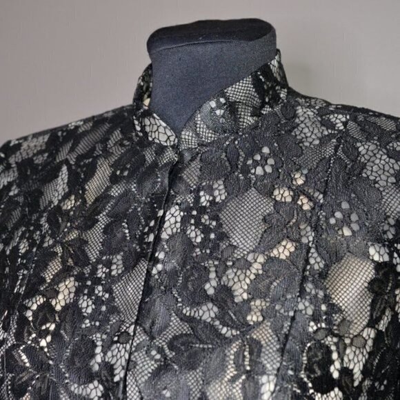 Alice + Olivia Polly Silk Blend Lace High Neck Blazer Sz S - Picture 5 of 9